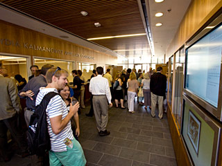 Students using an interactive display