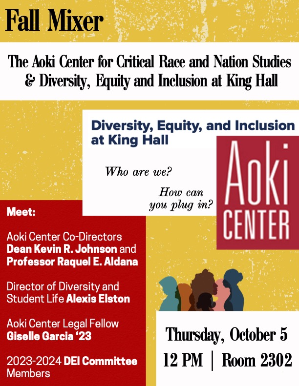 Flyer for upcoming Aoki Center and DEI Committee Fall Mixer 