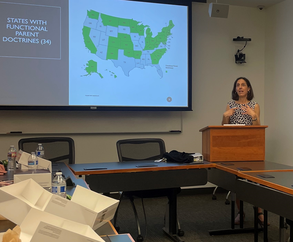 Professor Courtney Joslin at an Aoki Center event.