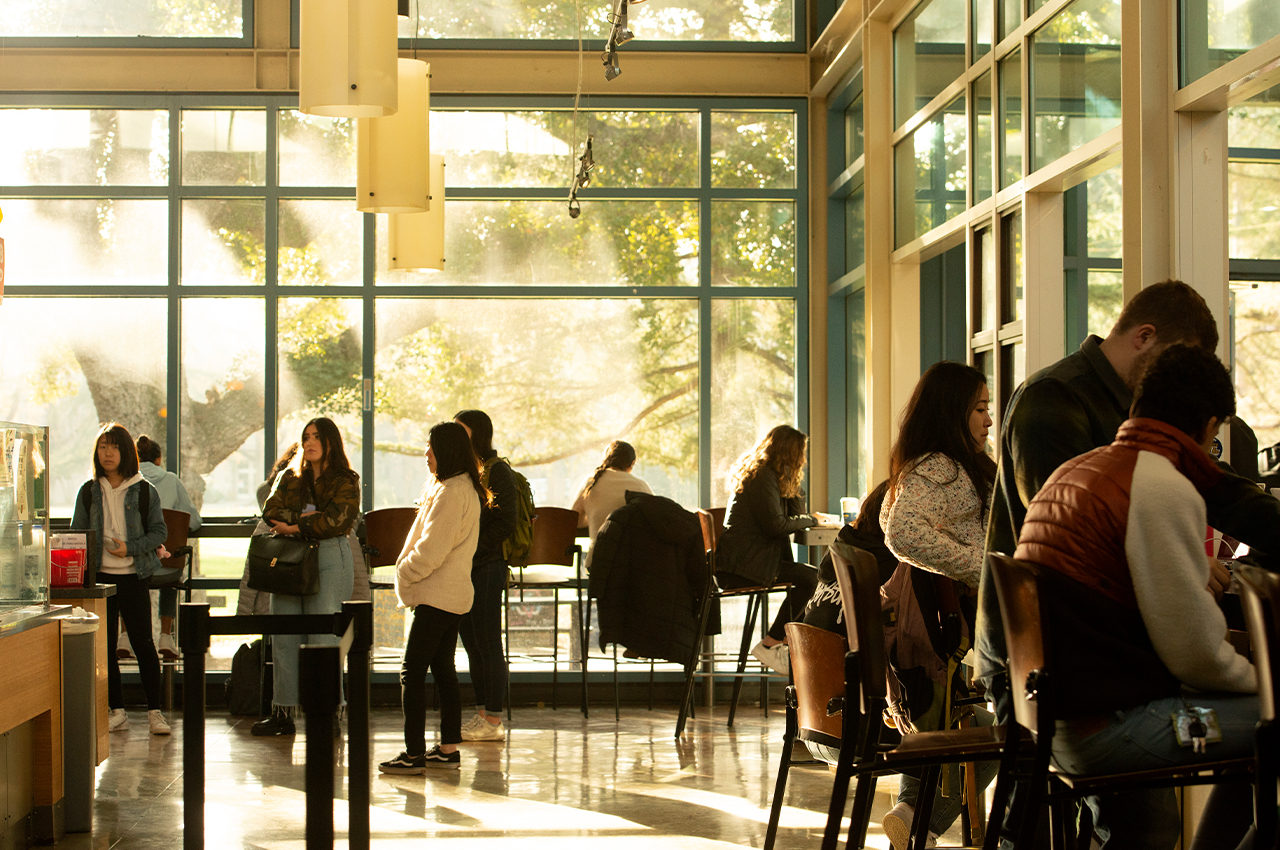 UC Davis students in line for coffee at the Coffee House in Memorial Union.