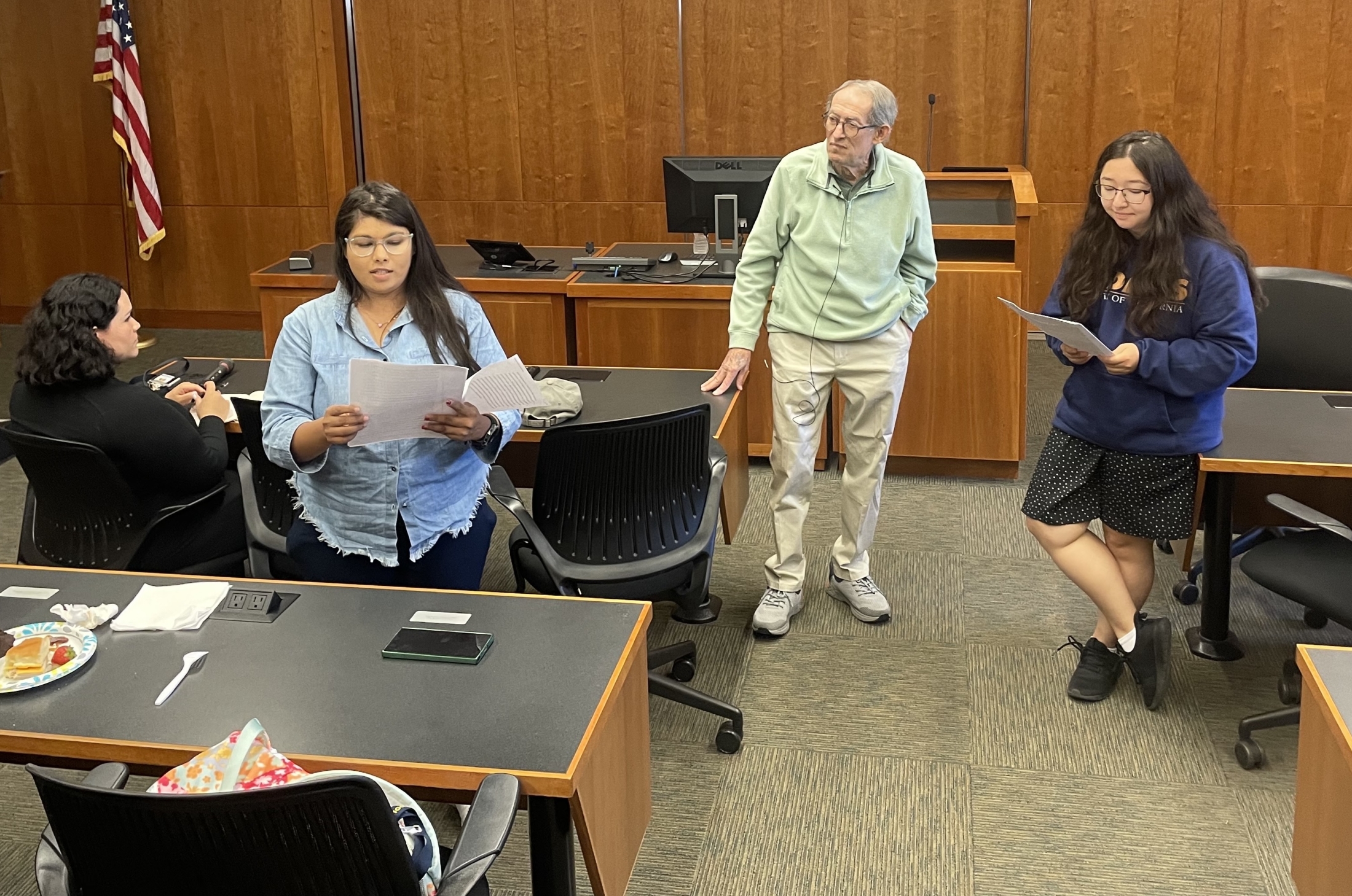 Students acting in a skit at King Hall.