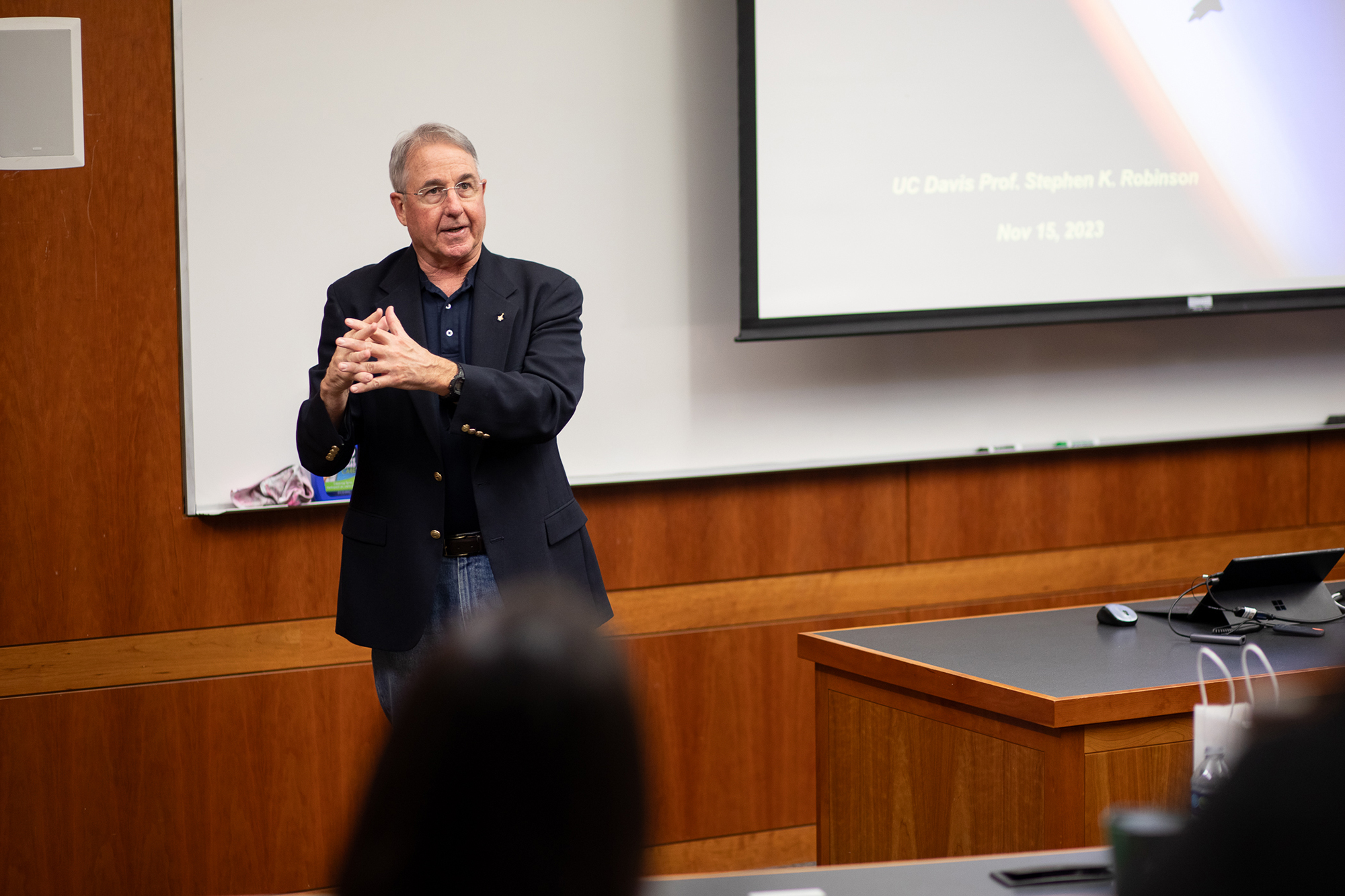 Professor Stephen Robinson speaking.