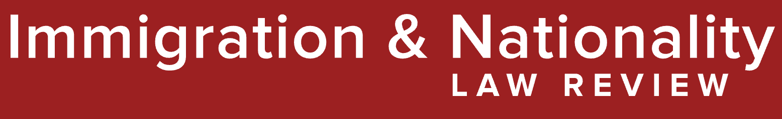 Logo of "Immigration & Nationality Law Review" on a red background.