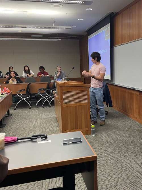Academic services professional and community activist Edher Zamudio addressed students in King Hall in a Latinx Law Students Association event.