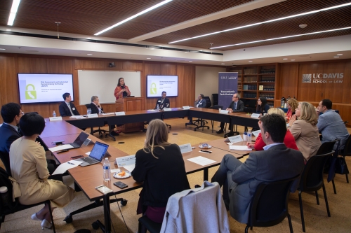 Members of UC Davis School of Law present to the German Marshall Fund Delegates